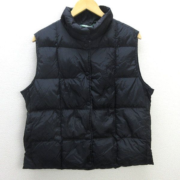 G■エルエルビーン/L.L.bean ダウンベスト/ナイロン【L】黒/LADIES/58【中古】■