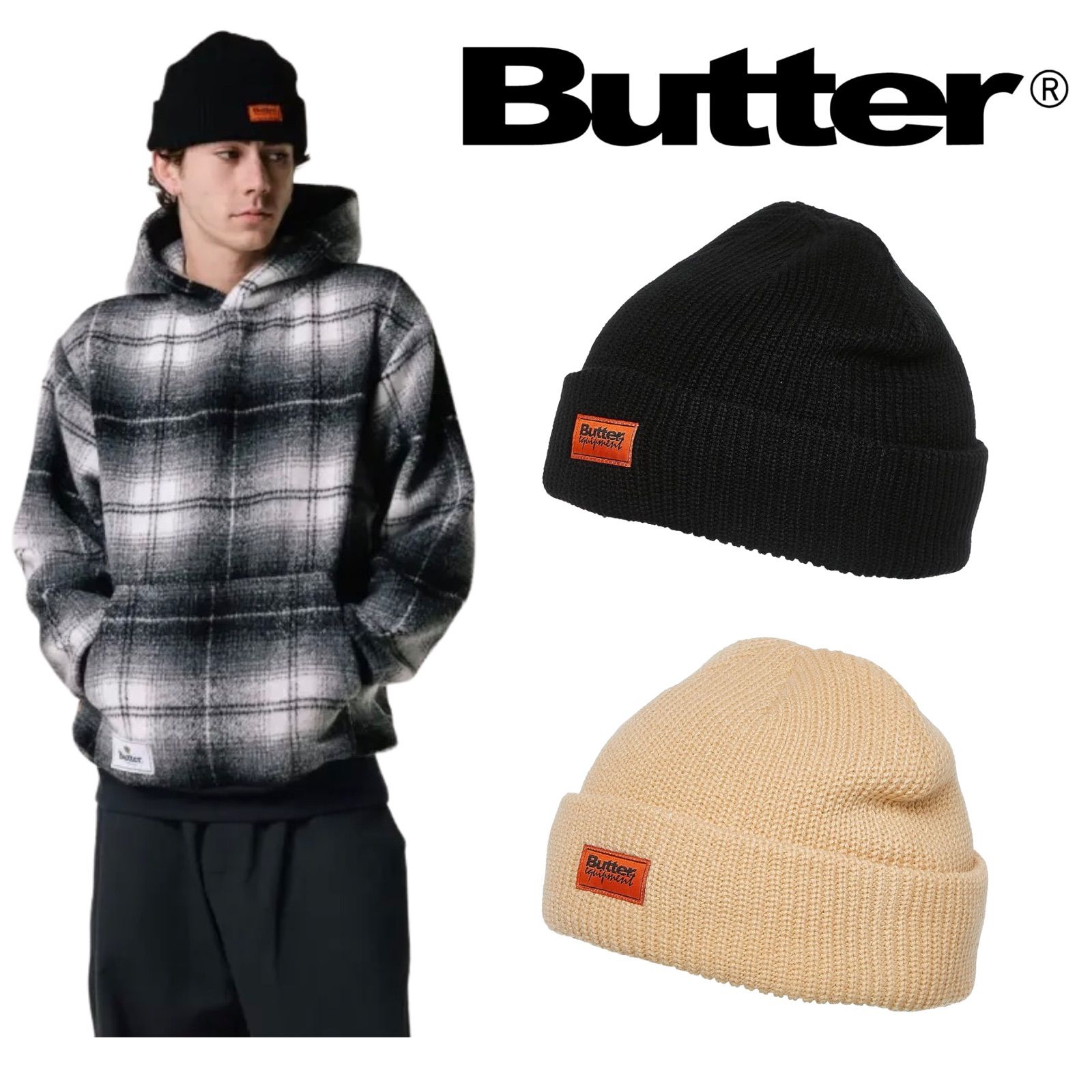 BUTTER GOODS Equipment Beanie ニット帽 BEIGE帽子 - ニット帽/ビーニー