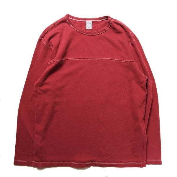 00's オールドネイビー クルーネック コットン フットボール Tシャツ 長袖 (L) エンジ ロンT 無地 00年代 旧タグ ギャップ OLD NAVY Y2K 1 アメリカ古着 USED  ビンテージ ヴィンテージ