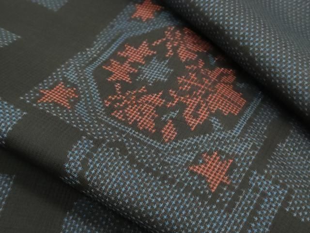 平和屋着物▽羽織 本場大島紬 反物 7マルキ 泥染め 吉祥花文 羽尺