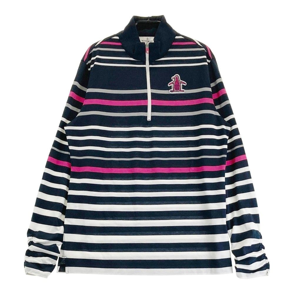サイズ：LL MUNSING WEAR マンシングウェア  ハーフジップ 長袖Tシャツ ボーダー柄 ネイビー系 [240101276884]# ゴルフウェア レディース ストスト