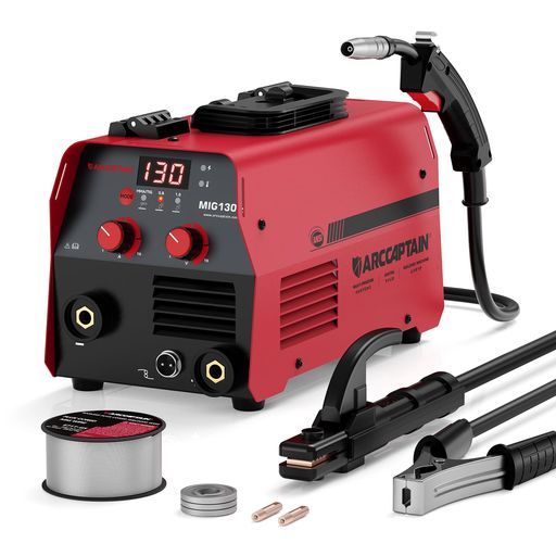 ARCCAPTAIN溶接機100v半自動最大出力130A1台3役MIG130溶接機ノンガスMIG|被覆アーク|LIFTTIG対応電流電圧調整 定格使用率60%小型 軽量で家庭用や初心者にも最適5mm溶接