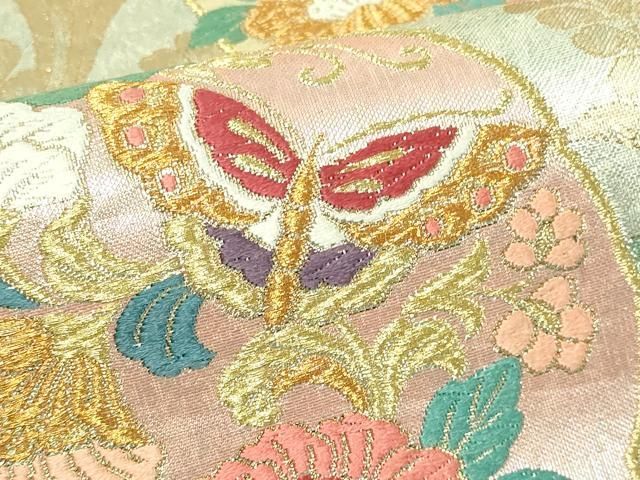 京袋帯 唐織に金彩 上品な加工 正絹AO-1411 京袋帯 唐織に金彩 上品な加工 正絹AO-1411 - 着物・浴衣