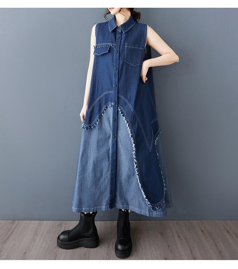 大きいサイズ デニム　ワンピース　ノースリーブ　レディース 春夏　 新品