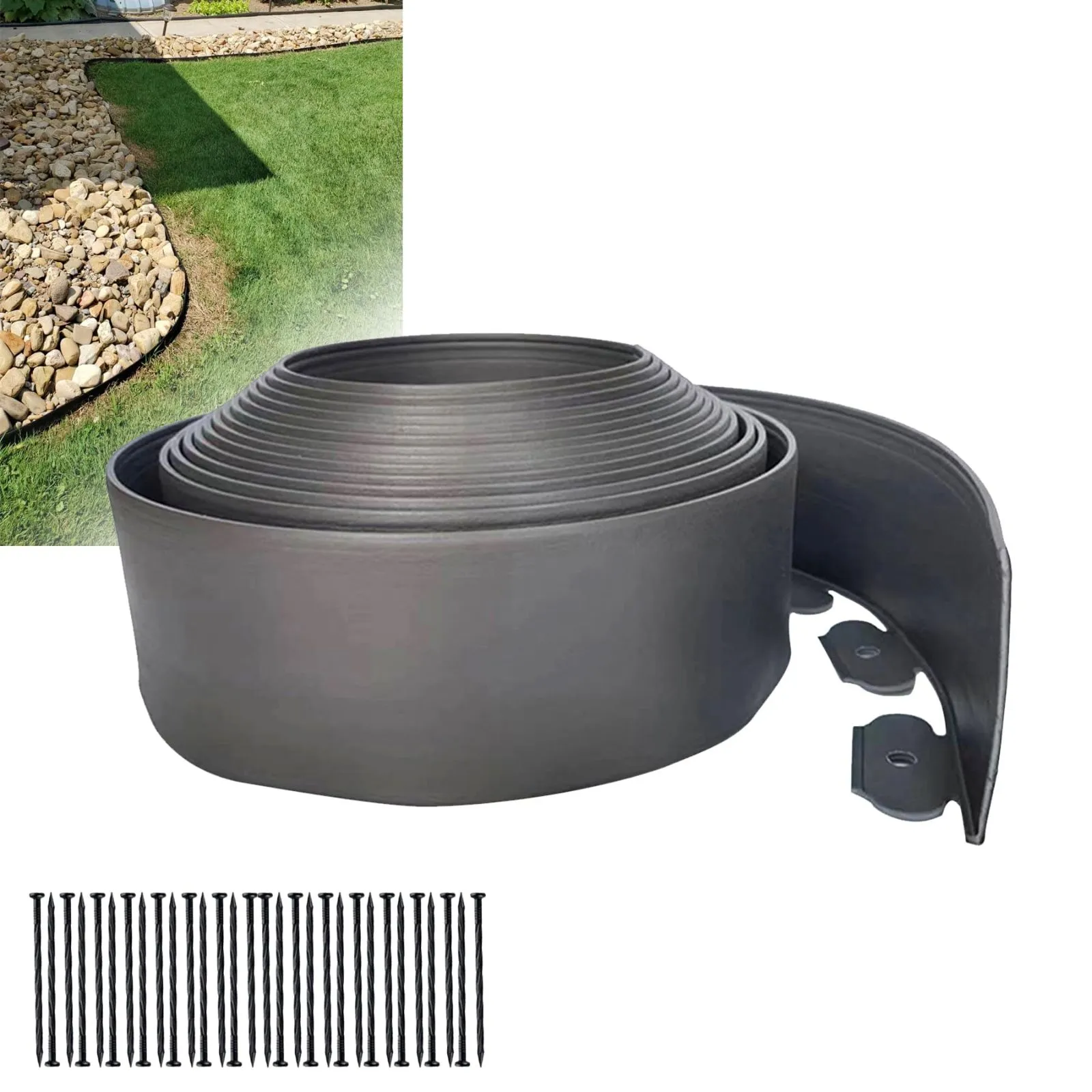 Size:高さ10cm×長さ10m_Color:グレー ガーデンエッジ フェンス 土留め