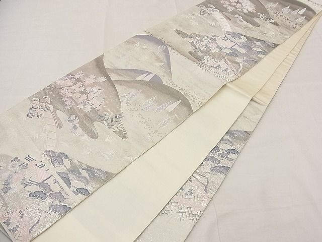 平和屋着物□六通柄袋帯 唐織 遠山風景文 銀糸 逸品 n-da0002 - メルカリ
