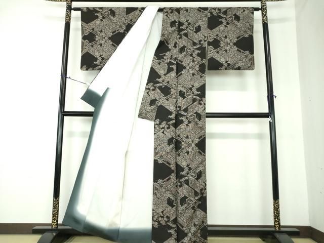 平和屋着物○本場大島紬 9マルキ 几帳人物風景 正絹 逸品 DAAQ3366ps