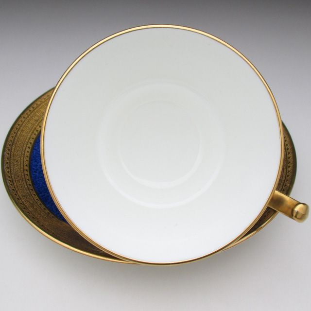 コウルドン 金彩ブルー カップ＆ソーサー アンティーク 1905年 (d