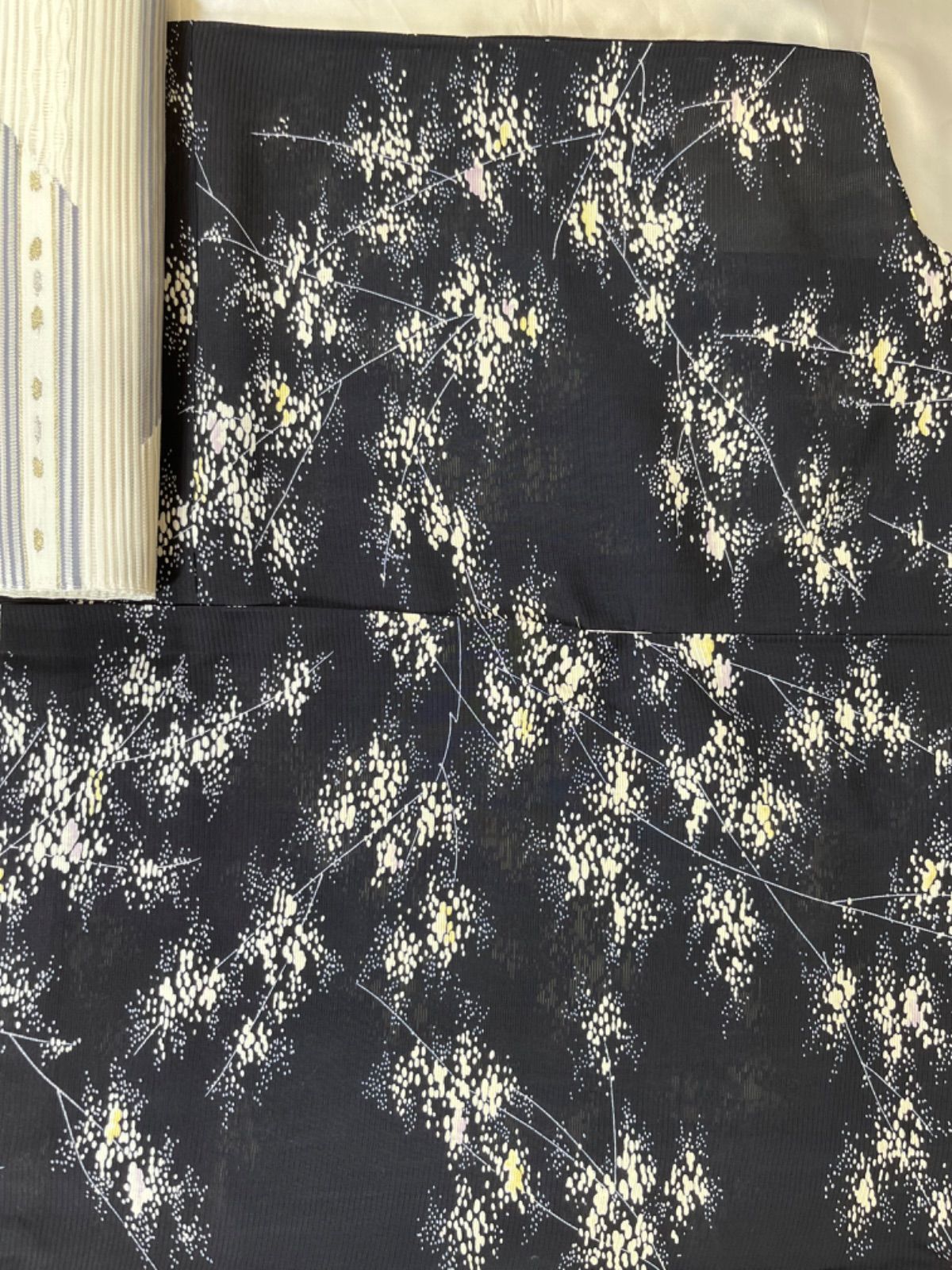 夏豪華美品絽G黒地白花小紋単衣正絹(未使用) - メルカリ