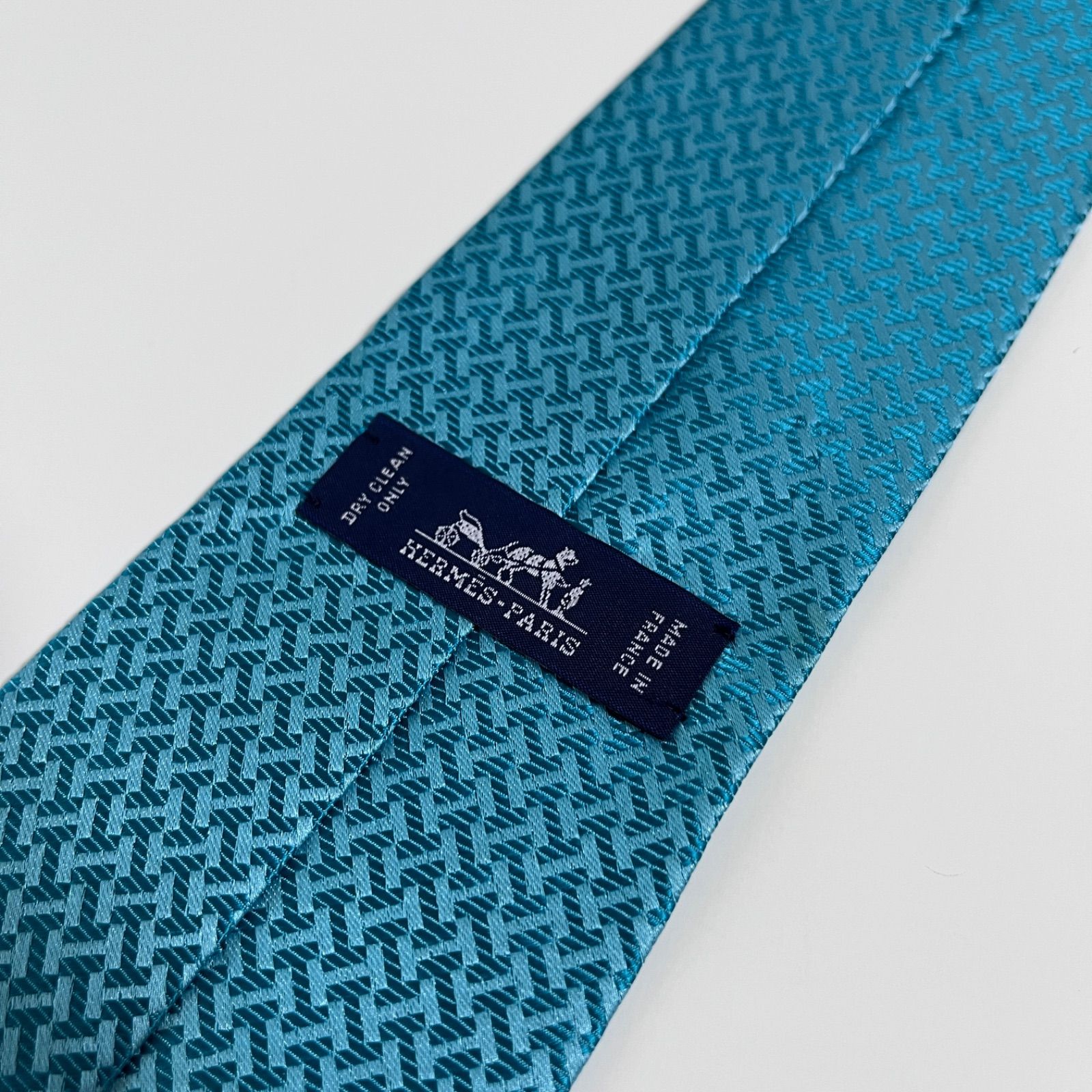 HERMES エルメス シルクネクタイ ファソネ H柄 ターコイズ 22080735_1.jpg