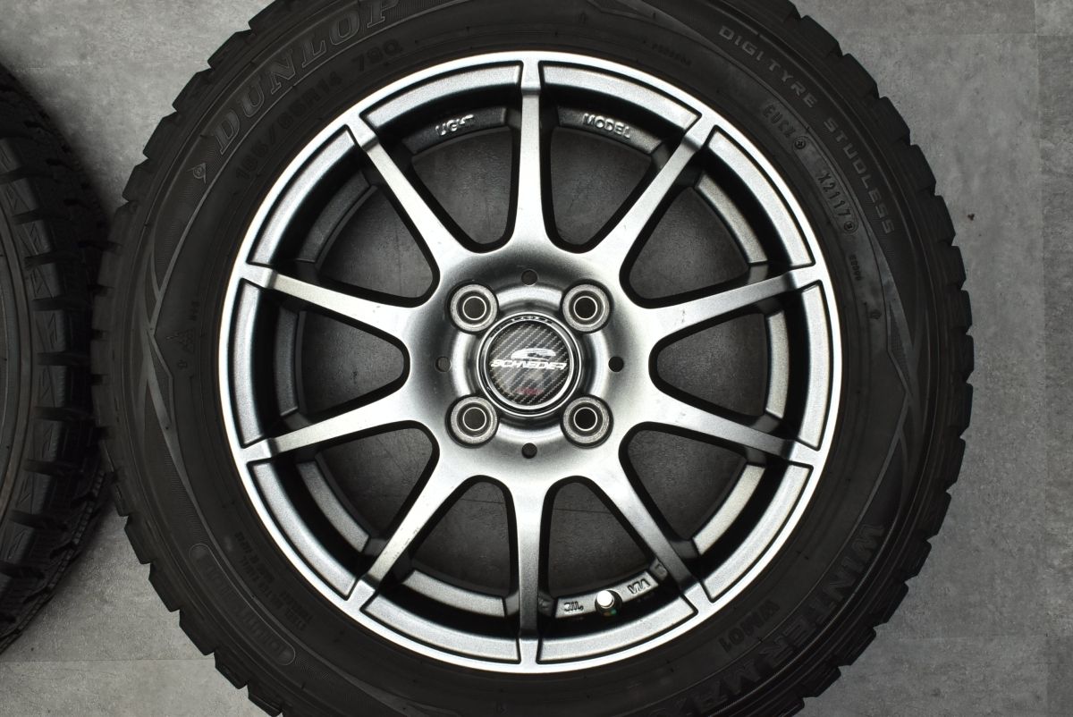 【美品】シュナイダー 14in 4.5J +40 PCD100 ダンロップ ウィンターマックスWM01 165/65R14 パッソ ルーミー タンク ソリオ トール ブーン