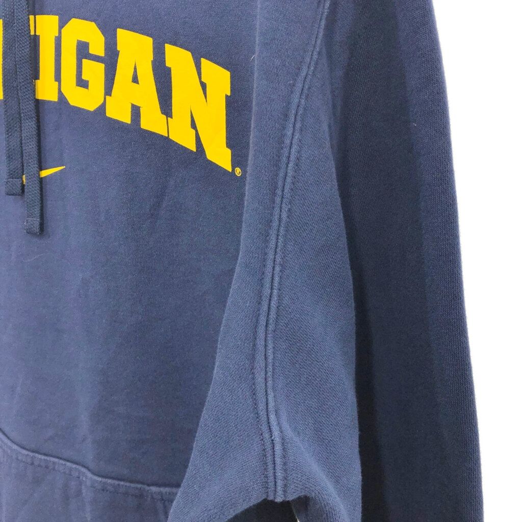 古着　Nike カレッジパーカー　Michigan Lサイズ ネイビー ナイキスウェットパーカーミシガンy2k刺繍ロゴカレッジロゴ