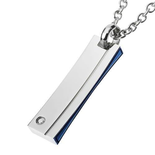 Color ブルー ステンレス316L Binich color88 ネックレス メンズ ステンレス シンプル スティック ペンダント ジルコニア ブルー