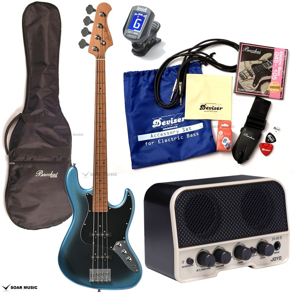 Bacchus WJB-1DX RSM M GB-B バッカス エレキベース セット ギャラクシーブルーバーストメタリック ローステッドメイプルネック ジャズベースタイプ ユニバースシリーズ ディンキーシェイプ 入門 RSM