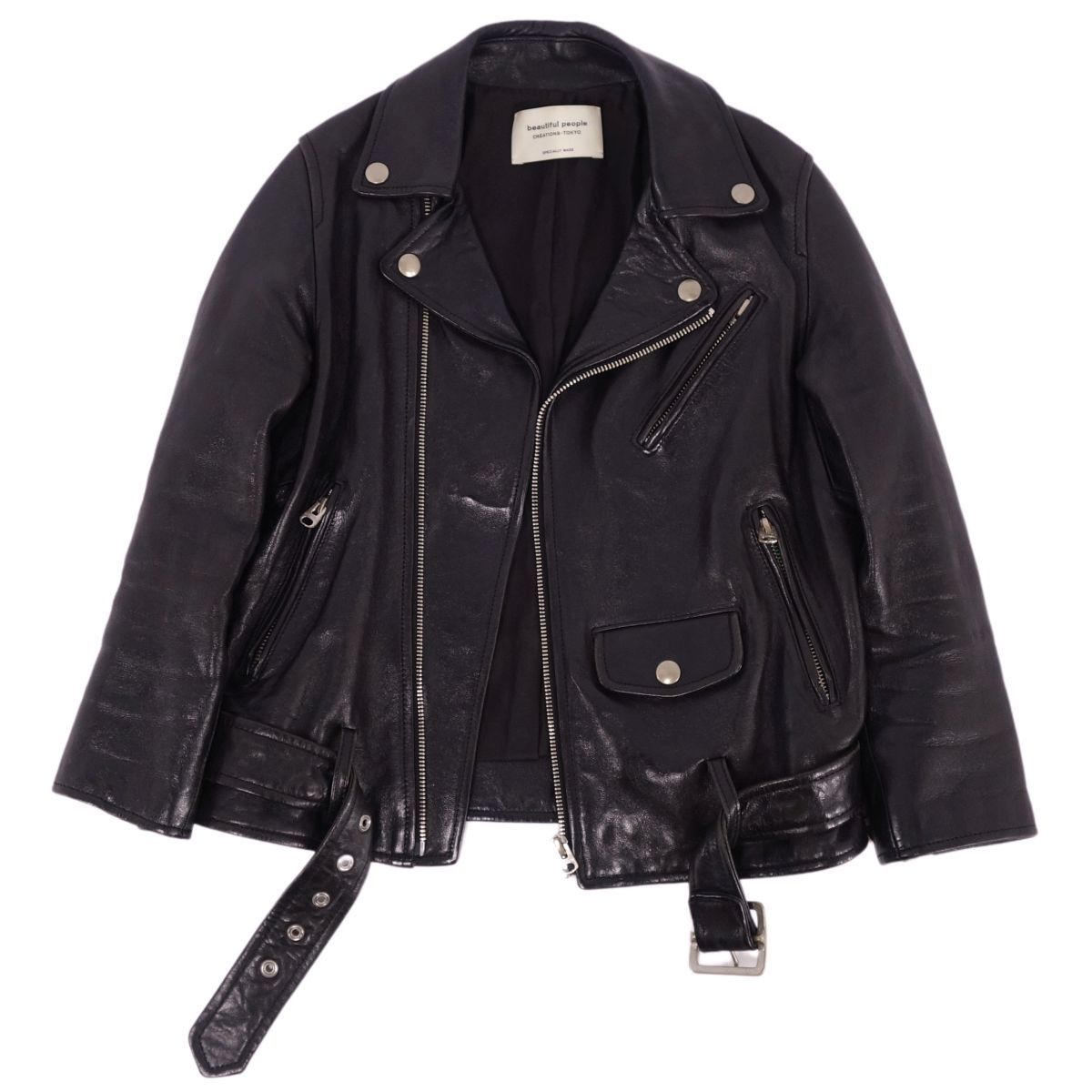beautiful people ダブルライダースジャケット　190 美品 早い物勝ち】beautiful people レザーダブルライダース 190