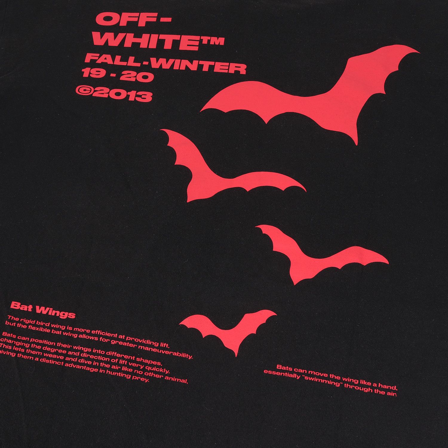 OFF-WHITE オフホワイト Tシャツ サイズ:M 19AW コウモリ レイヤード