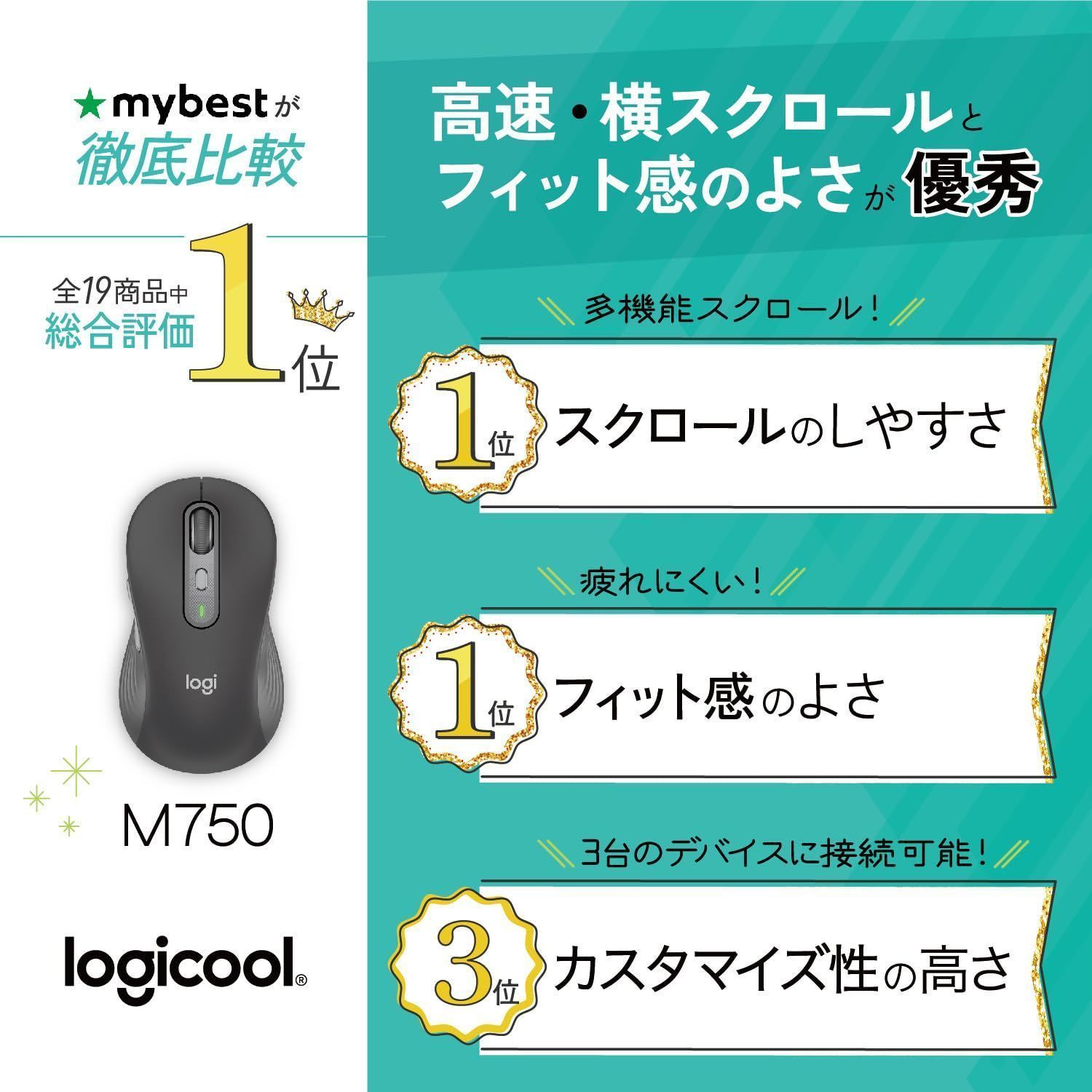 PC周辺機器【色: グラファイト】Logicool Signature M750MGR ワイ