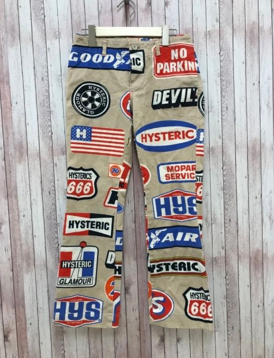 ● ヒステリックグラマー HYSTERIC GLAMOUR デニムパンツ ジーンズ ブーツカット ボタンフライ ロゴ ベージュ系 MR376