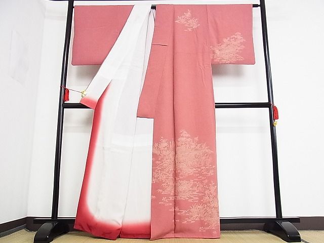 平和屋-こころ店□訪問着 江戸小紋 風景文 着丈164.5cm 裄丈66.5cm