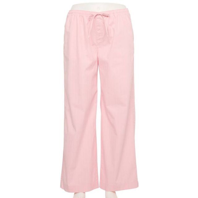 【送料無料】 エスオー レディース カジュアルパンツ ボトムス Juniors' Plus Size SO Mid Rise Elastic Waist Pants Pink White Stripe