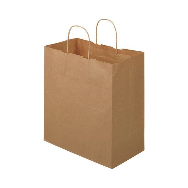 まとめ TANOSEE 紙手提袋 丸紐マチ広 中 ヨコ320×タテ350×マチ幅180mm 茶無地 1パック 50枚 ×5セット