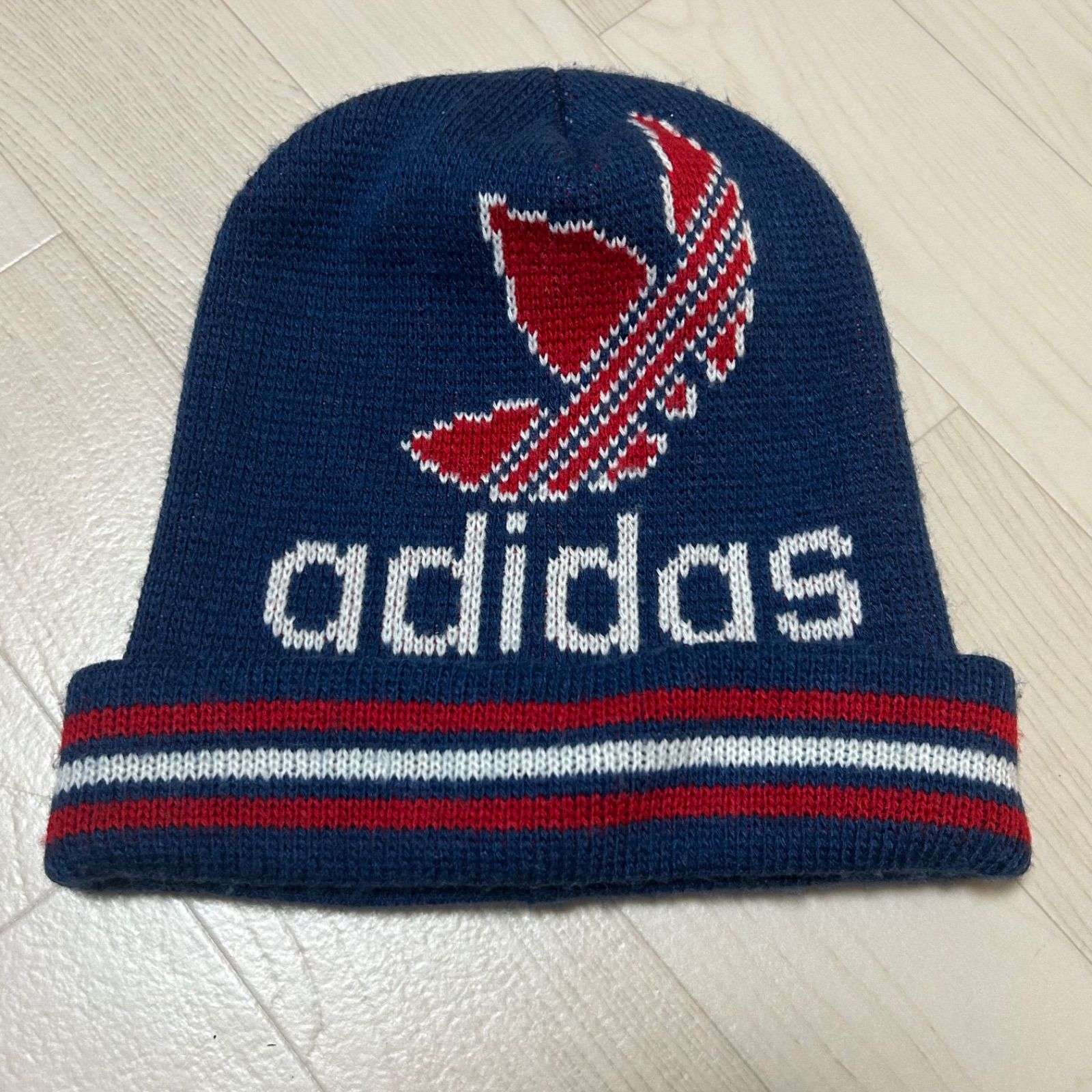 adidas ニット帽 デサント期 ビーニー 希少 80s〜90s 日本製 - メルカリ