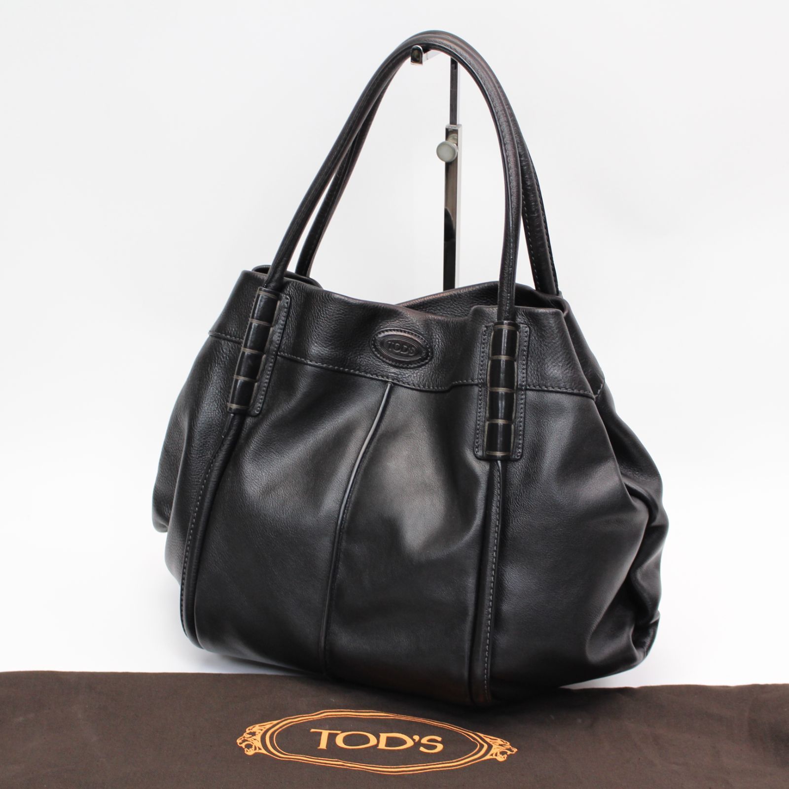 IS002)【美品】TOD'S トッズ トートバッグ バッグ レザー ブラック