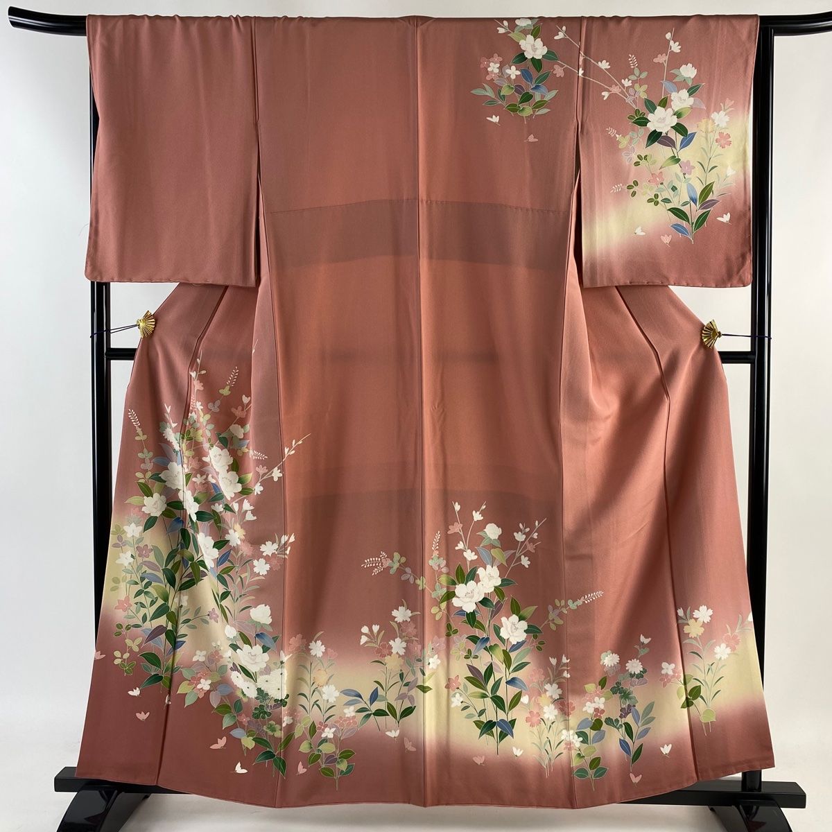 訪問着 身丈158cm 裄丈66cm M 袷 草花 ぼかし ピンク 正絹 美品 秀品 【中古】 - メルカリ