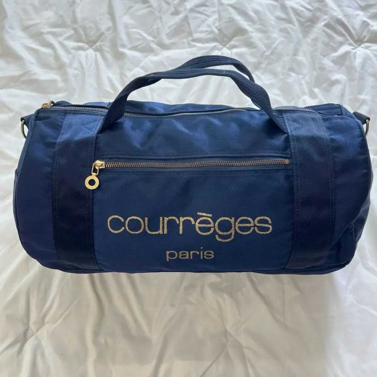 Courreges バッグ ボストン Courreges クレージュ ボストンバッグ ネイビー ポーチ付き 男女