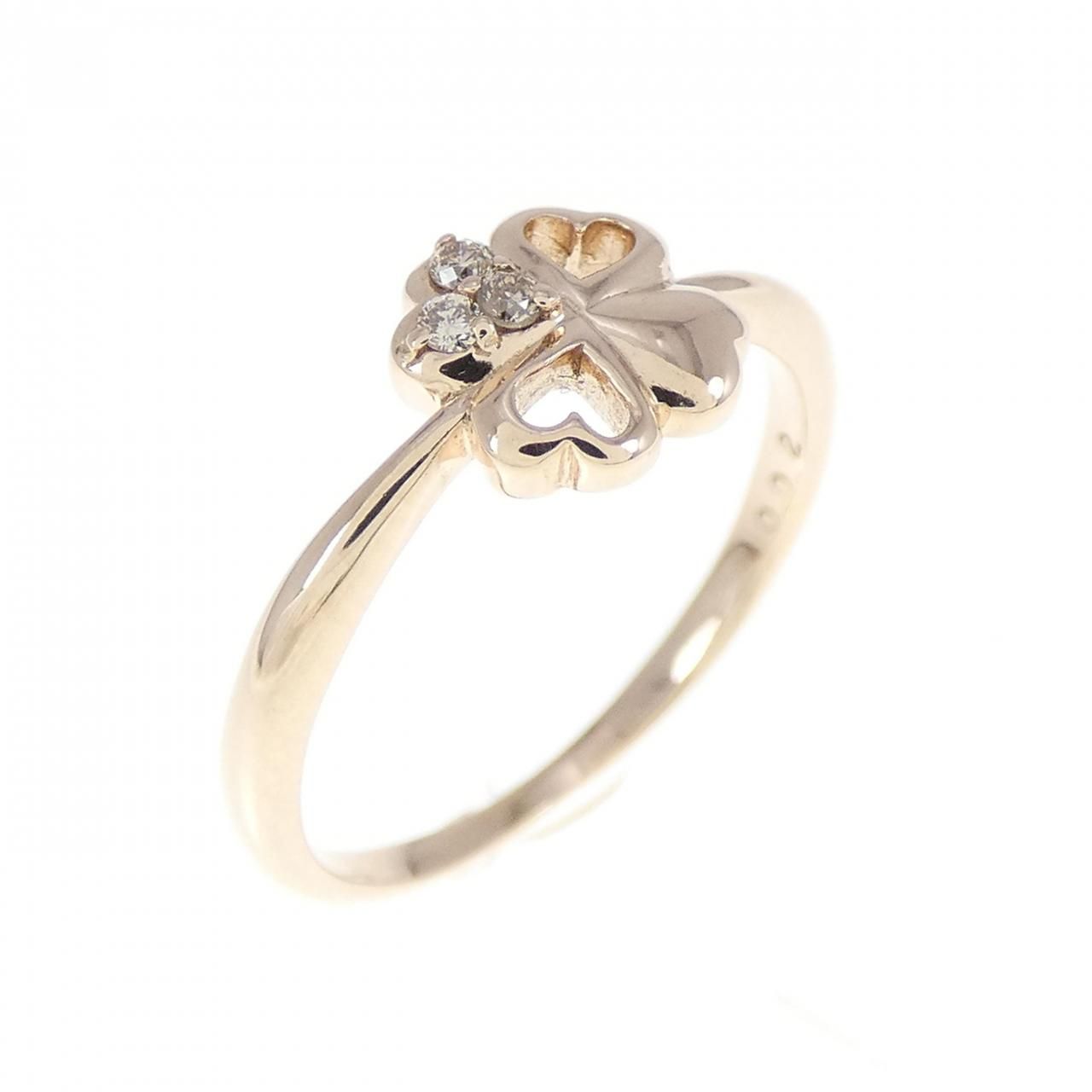 K10PG クローバー×ハート ダイヤモンド ピンキー リング 0.02CT 