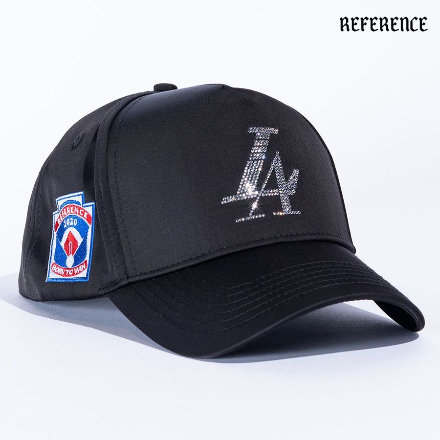 REFERENCE LA CRYSTALS SNAPBACK CAP BLACK リファレンス 通販 キャップ 帽子 スナップバック ベースボールキャップ ロゴ LA ラインストーン