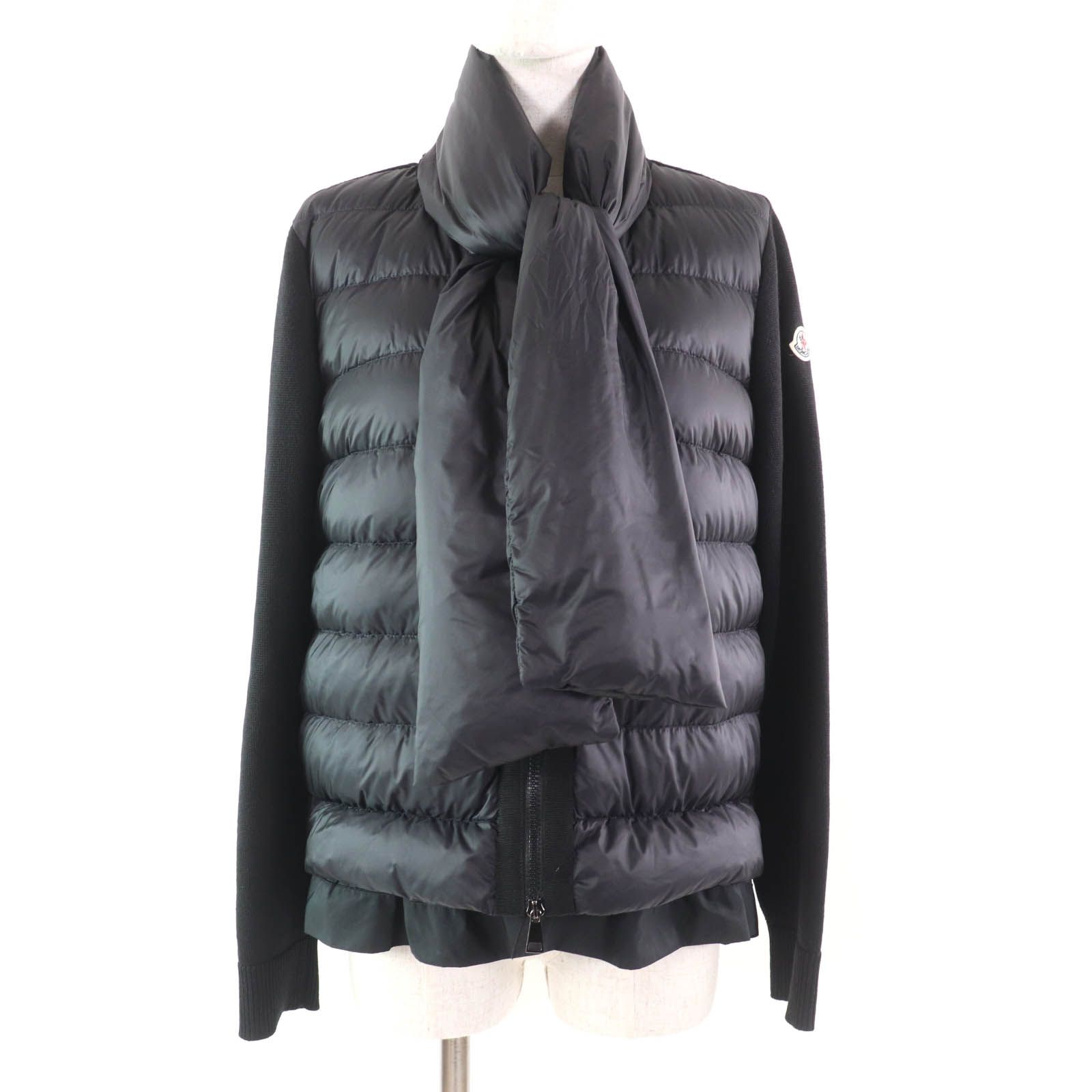 美品☆MONCLER モンクレール MAGLIONE ショール・ロゴワッペン付