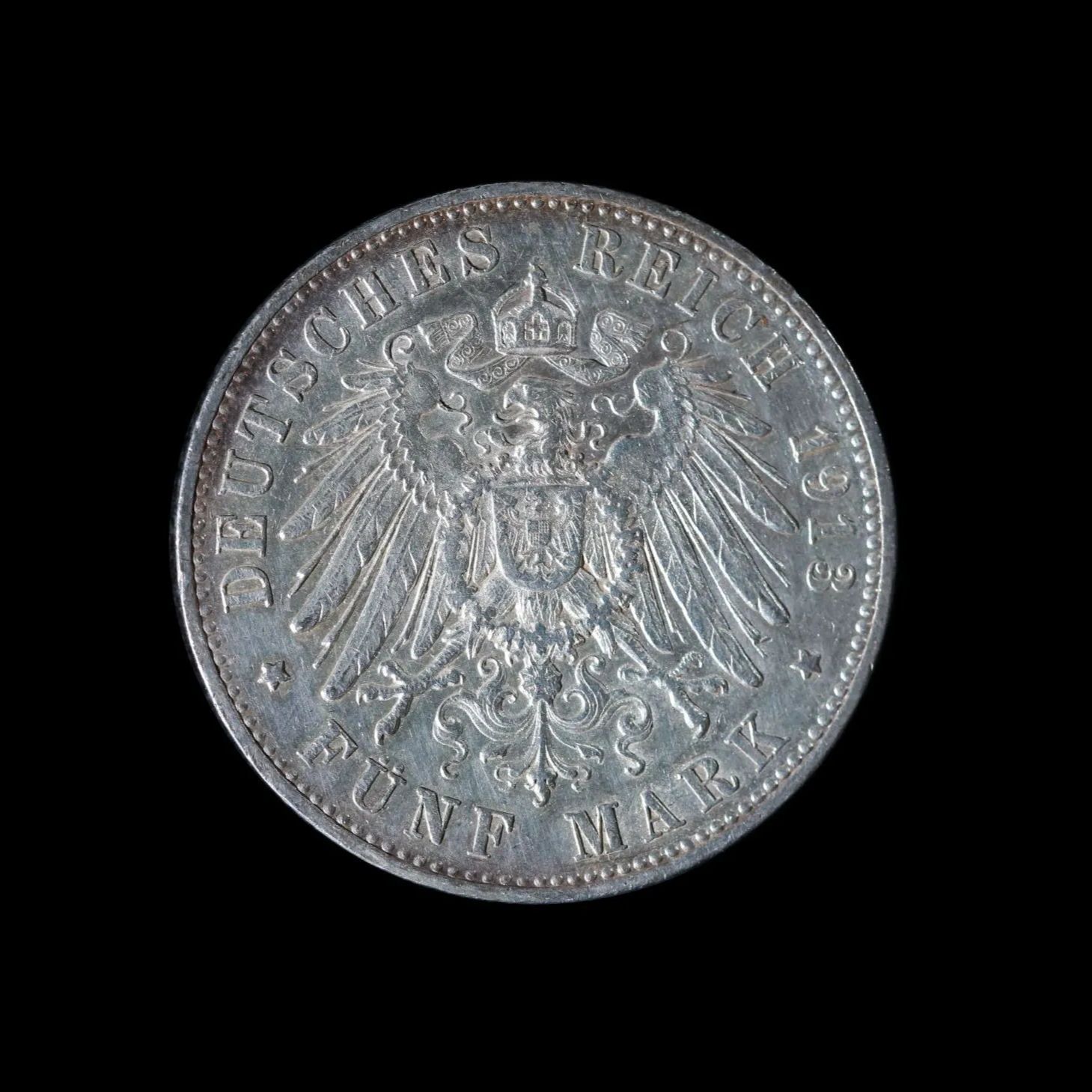 GERMANY ドイツ Wurttemberg ヴュルテンベルク ウィルヘルム2世 1891~1918 5Mark 1913 銀貨