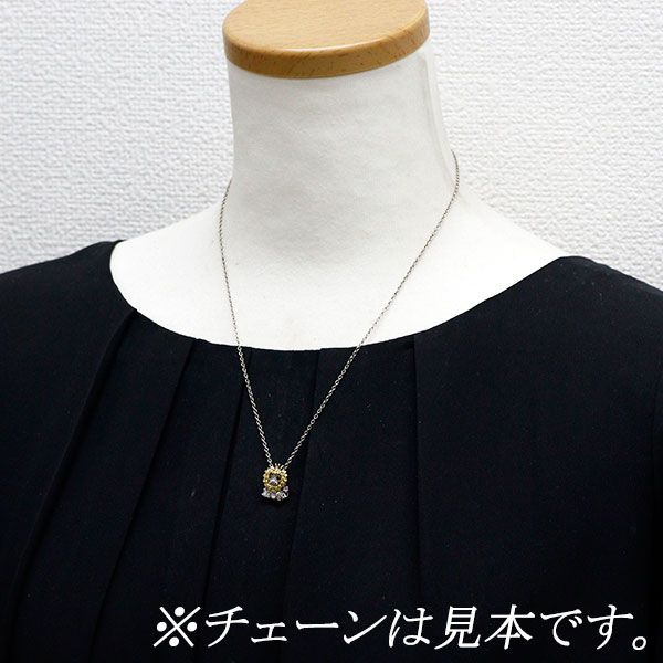 K18WG オレンジ/イエローサファイア ダイヤモンド ペンダント