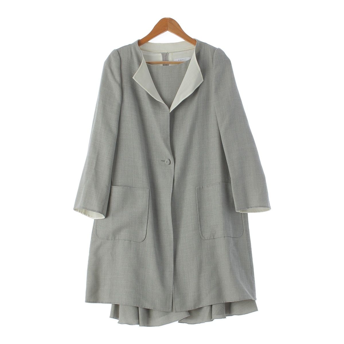 ✨ＦＯＸＥＹ ＢＯＵＴＩＱＵＥフォクシー　ウール　セットアップスーツ　ノーカラー ✨FOXEY BOUTIQUEフォクシー ウール セットアップ