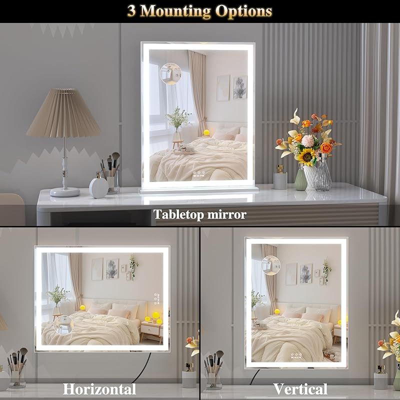 ANYHI 女優ミラー 化粧鏡 卓上用/壁掛け ハリウッドミラー LEDライト