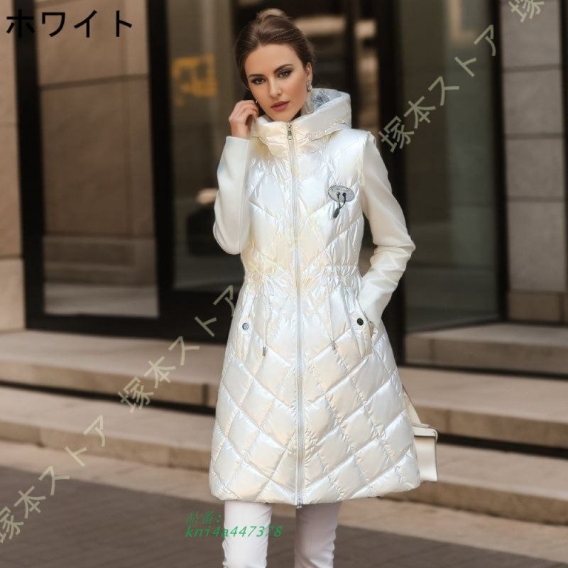 ダウンベスト レディース ミセスファッション 羽織り チョッキ ロングコート 婦人服 50代 体型カバー アウターフード 春秋冬プレゼント 暖かい 30代 60代 40代 kni4a447378