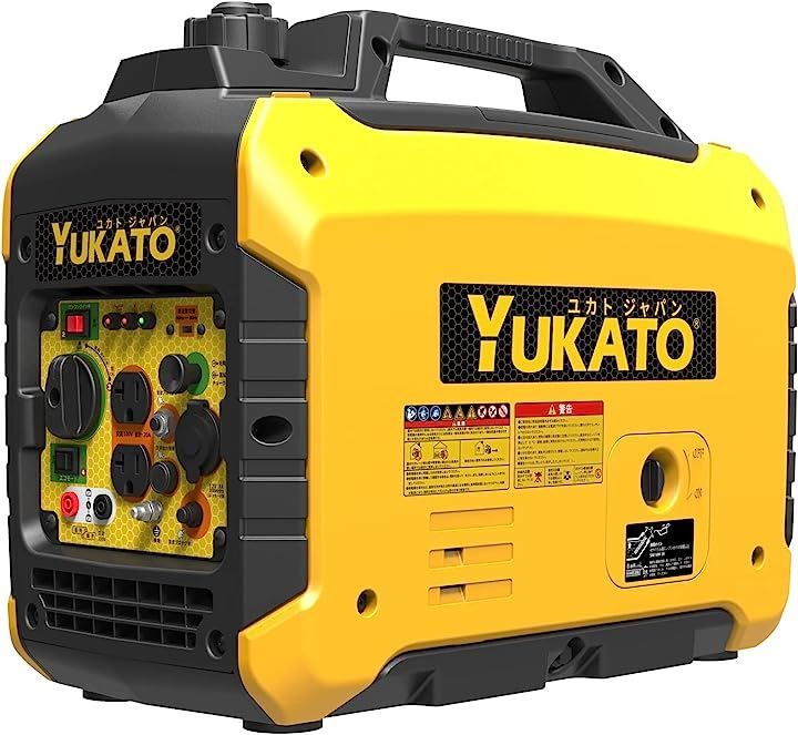 YUKATO インバーター発電機 定格出力1.6kVA 小型発電機 家庭用 50Hz 60Hz切替 約15kg 防音型 高出力正弦波インバーター搭載