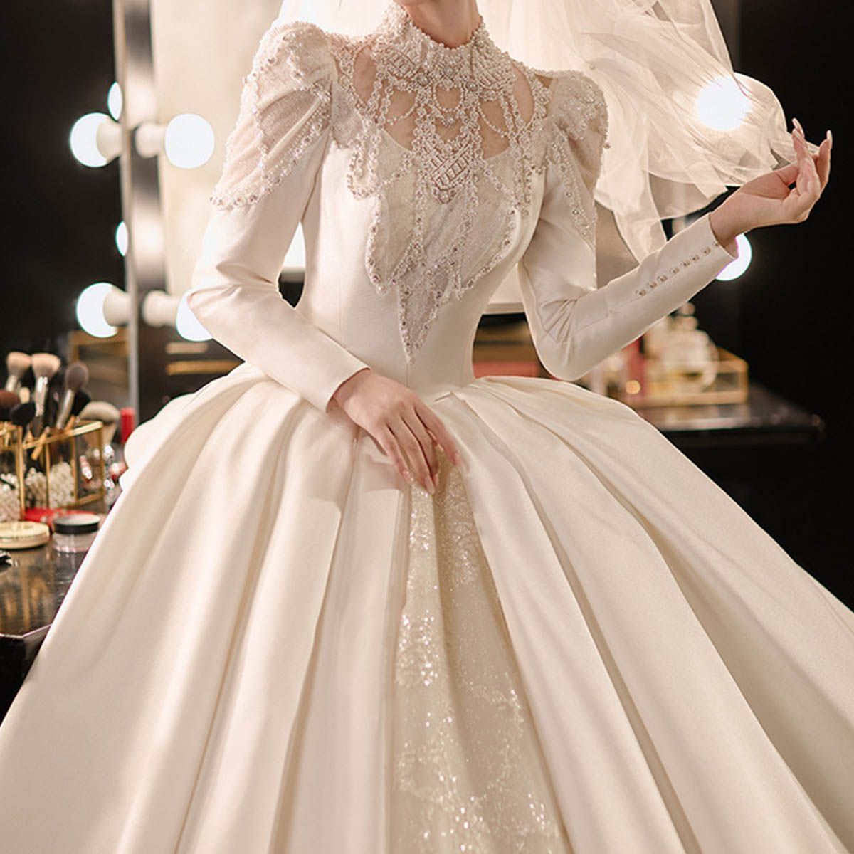 ウェディングドレス 袖あり レース Aラインドレス 結婚式 花嫁 ブライダルドレス ロング丈 披露宴 ホワイトドレス プリンセス 5分袖丈 ⁄unique-weddings⁄cabinet⁄uwcolour⁄uwc