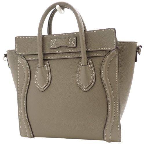 CELINE(セリーヌ) ラゲージ ナノショッパー ハンドバッグ 2WAY ショルダーバッグ カーフ スリ グレージュ シルバー金具  189243DRU.09SO(2023年3月現在現行品) レディース 40802049144【中古】【アラモード】