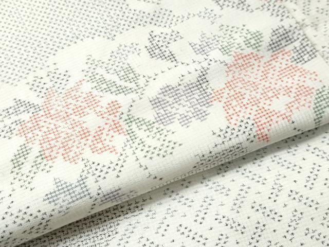 平和屋着物○本場大島紬 100亀甲 雲重ね吉祥草花文 正絹 逸品 未