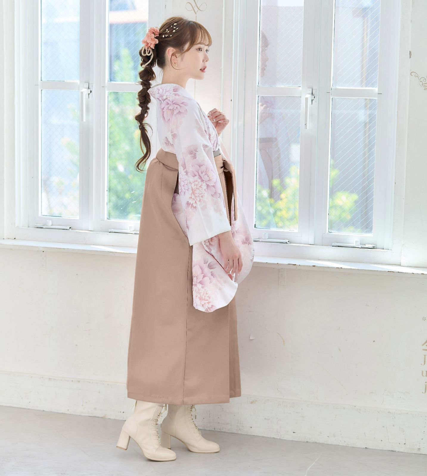 新品☆袴3点セット/卒業式/小学生から大学生春のはんなり花乙女/くすみ 