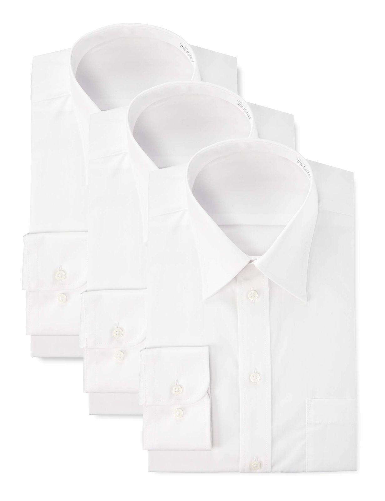 首回り43cm裄丈84cm_レギュラー衿 [アトリエサンロクゴ] 白ワイシャツ 長袖 3枚セット 形態安定 ビジネス 冠婚葬祭 メンズ レギュラー衿 首回り 43cm 裄丈 84cm