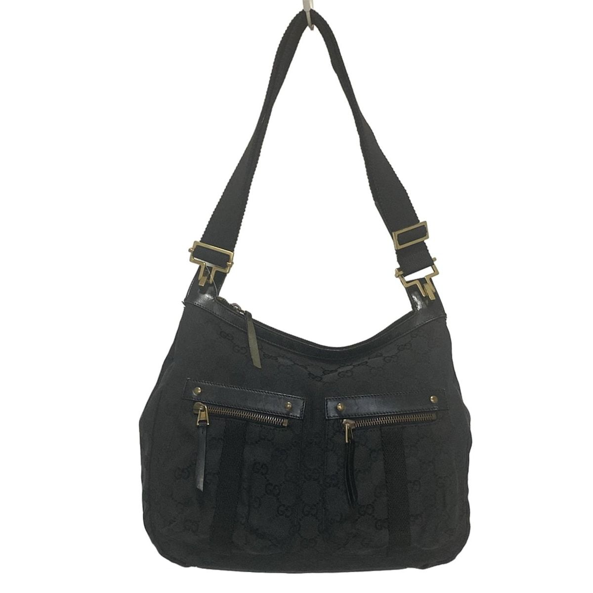 GUCCI グッチ ショルダーバッグ GG柄 90762 黒 レザー