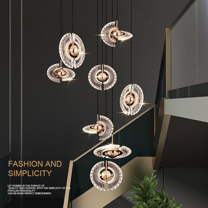 ペンダントライト LED 北欧 アクリル 円形 UFO 丸型 変形可能 モダン ゴールド 天井照明器具 吹き抜け 玄関 ダイニング リビング 食卓用 吊下げライト 和風 直付け 引掛シーリング用 インテリ
