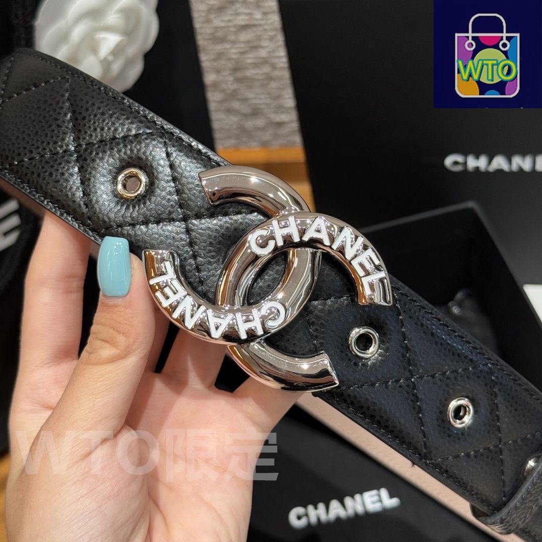 CHANELベルト CHANEL Black Leather & Gold Metal Belt Wide Oversized Multi