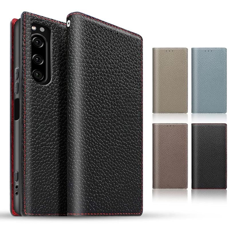 TENSIK Xperia 5 iv ケース 手帳型 SO-54C SOG09 ケース 高級牛本革 エクスペリア 5 iv スマホケース マグネット式 携帯カバー 財布型レザー 手帳型カバー本革 スタンド機能 ストラップ付き カードポケ
