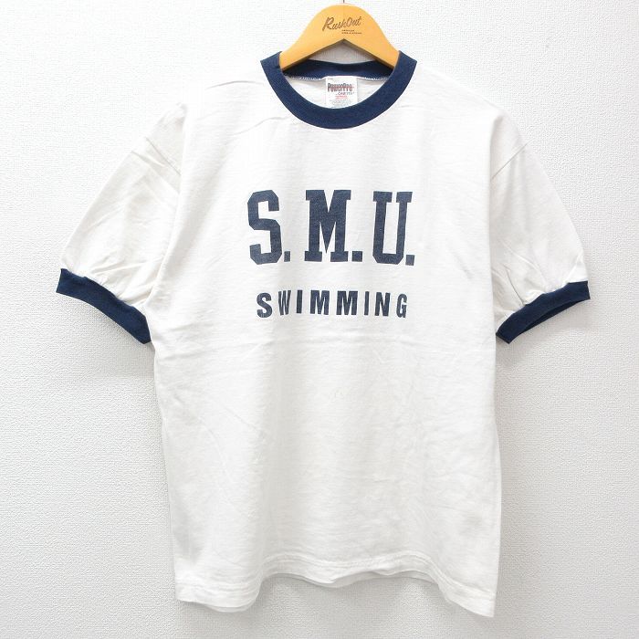 L/古着 オニータ ONEITA 半袖 ビンテージ Tシャツ メンズ 00s スイミング コットン クルーネック 白他 ホワイト リンガー 24jun27 中古