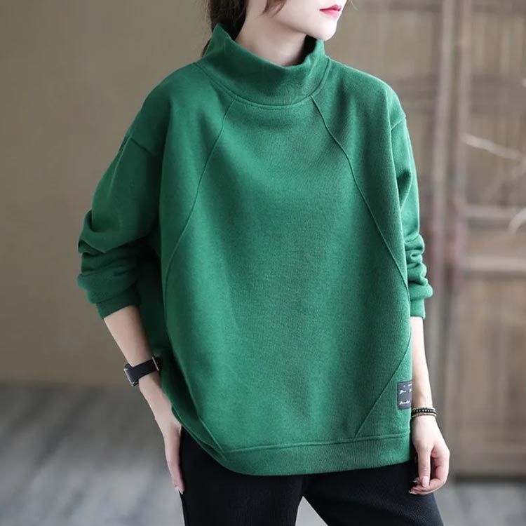 親しみある 裏起毛 スウェット プルオーバー 春服 モックネック トレーナー 長袖 ハイネック トップス あったか レディース 楽ちん スウェットトレーナー チュニック 防寒 無地 部屋着 ルームウエア ゆったり eason076