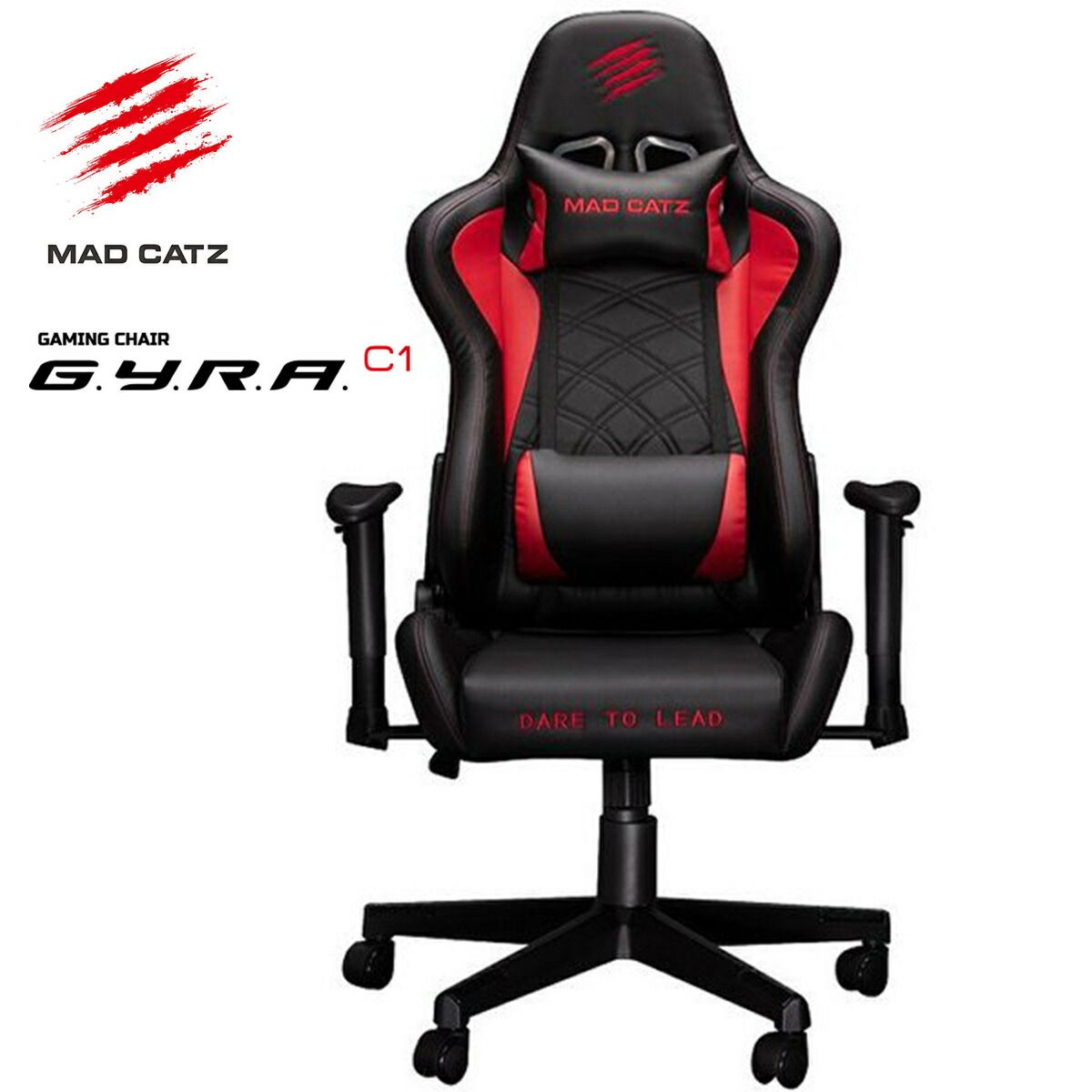 Mad Catz G.Y.R.A. C1 エルゴノミック ゲーミングチェア プレミアムPUレザー ランバーサポート 取り外し可能ヘッドレスト ガスシリンダー ナイロンキャスターホイール ギラ 魚群 マッドキャッツ C